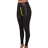 Leggings mit hoher Taille für Damen, Wetlook, Stretch-Taille, Fitness-Leggings mit Reißverschluss, offener Schritt, Bauchkontrolle, blickdicht, butterweich, Workout, Fitnessstudio, Yoga, Strumpfhose