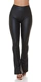 Koucla Leder Look High Waist Schlag Hose XL/XXL, Schwarz