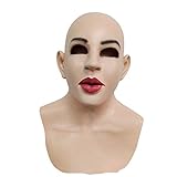 ZLCOS Weibliche Latexmaske Realistische Frau Vollkopf Helm Handgemachte Halloween Cosplay Crossdresser Kostüm, Weiß