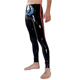 Kangxinsheng Mode Latex Hose für Männer,Schwarz Handgefertigter Naturkautschuk Latex Leggings,Geeignet für Club Cosplay Kostüme-XXL