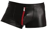 Cave Hero Latex ähnliche Shorts mit Reissverschluss vorn - Wetlook Shorts mit Zipper - schwarz M