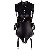 SKFLABOOF Body Shaper Damen Reizwäsche Leder Dessous Frauen Latex Kleider Erotische Ganzkörper Strumpfhosen für Sex Bunny Girl Cosplay