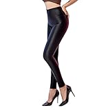 SOGNO D'ORO Damen Kunstleder Leggings High Waist PU Leder Leggings Hose Strumpfhosen Treggins Leggins Fleece Gefüttert,Schwarz,XXL