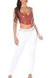 Gogo V-Neck Latex-Look Crop Träger Top mit Zipper M