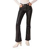 Nina Carter LP301 Damen-Hose in Lederoptik Bootcut High Waist Schlaghosen Jeans Lederhose (Schwarz (LP301), S)