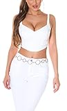 Gogo V-Neck Latex-Look Crop Träger Top mit Zipper L