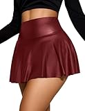Minirock Damen Schwarz Sexy PU Clubröcke Kurze Röcke Elegant Plisseerock High Waist Rüschen Hem XL