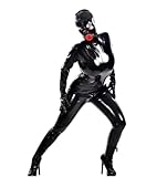 Enganliegende Kleidung Aus Latex Mit Voller Abdeckung Und Kondom, Beidseitigem Schrittreißverschluss, Gummioverall,Schwarz,M