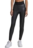 Urban Classics Damen High Waist Aus Lederimitat Mit Hoher Taille - Ladies Faux Leather Treggins Leggings, Schwarz, XL EU