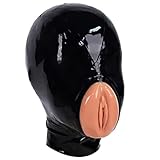 MFMYEE Bondage Latex maske,BDSM-maske Fetisch Kopfhaube Latex Cosplay-Sexspielzeug(Schwarz) (M)