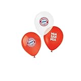 Amscan 9906514 - FC Bayern München Latex-Luftballons, 6 Stück, Größe 27,5 cm / 11', mit Luft / Helium befüllbar, Partydeko für die Feier beim Fanclub oder die Fußballparty, Rot,blau,weiß