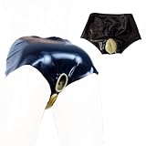 ALMYMM Latex Panties Unterhose mit Vagin Anal hülle,Latex Gummi Slip,Sexy Unterwäsche Dessous Damen Sexspielzeug Frauen (DE/NL/SE/PL, Alphanumerisch, Einheitsgröße, Regular, Regular, M, Schwarz)