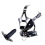 SXOVO BDSM Maske mit Mundknebel, Verstellbare Bondage Maske mit Dildo Gag für Fetisch Sklavin Cosplay, Erotisches Sexspielzeug für Paare Extrem Sex