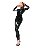 Palace Civet Latex Catsuit mit Frontreißverschluss, klassischer schwarzer Overall, Unisex, individuell angepasst, 0,4 mm Dicke