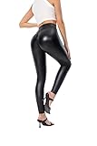 TDNZSEL Sexy Damen-Leggings mit Reißverschluss, Kunstleder, PU, elastisch, hohe Taille, schmale Skinny-Hose, Schwarz, XX-Large