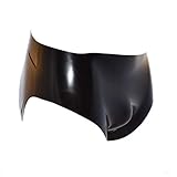 Rubberfashion Latex Slip - Latexslip Kurze Hot Pants mit Ausbuchtung - Latex Dessous für Herren Schwarz 0.4mm M