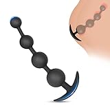 BDSMAGE Silikon Analkugeln Buttplug mit 4 Kugeln, Analplug Analkette mit Anal beads für Männer und Frauen, Extra Lang Anal Dildo Anal Hook Anus Masturbator Sex Toy Sexspielzeug (M)