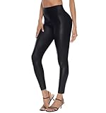 Zilams Damen Kunstleder Leggings High Waist PU Leder Leggings Stretch Push Up Strumpfhosen Sexy Lederoptik Hose