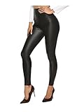 FITTOO Damen Kunstleder Leggings Hohe Taille Lederhose Sexy Wetlook PU Leder Latex Leggins Boom Booty Push Up Strumpfhose