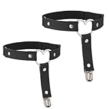 2 Stück Leder Bein Strumpfband Damen Verstellbar Punk Gothic Strumpfband Schwarz Anti Rutsch Clip Strumpfhalter Cosplay Party Zubehör