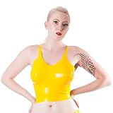 Rubberfashion Latex Bustier mit Cups - ausgeformt taillenlang - Latex BH für Damen und Frauen gelb 0.4mm XL
