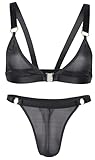 AIEOE Herren Sexy Bh und Slip Set Dünne Crossdresser T-Hosen Bra Transparent Gay Unterwäsche Set XXL