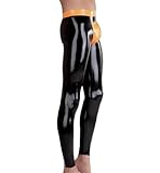 Rvlaugoaa Herren Sexy Latex Trousers Leggings Schwarze Handgefertigt Latexhose Wet Look Reißverschluss Kautschuk Hosen (L)