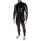 Rubberfashion PVC Lack Catsuit - Ganzkörperanzug - Overall Jumpsuit Herren Langarm - Lack Catsuit ouvert Lack Schwarz XL