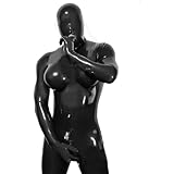 ZWBHSH Latex Anzug Für Männer Mit Latex Maske Latex Dessous Für Sex Fetisch Sklave Latex Catsuit Cosplay Club Kostüm Nachtclub Kostüm Leotard Playsuit Jumpsuit BDSM Männer Sex Sexspielzeug