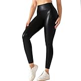 Neteson PU Leder Leggings Damen High Waist Kunstleder Leggings Sexy Booty Strumpfhosen Stretch Leggings Push Up Lederhose