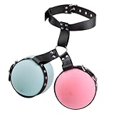 Soarvlorfy Damen PU Leder Brustgurte mit Halsband, BDSM Fetisch Reizwäsche Oberkörper Bondage Sexy Unterwäsche Set, Erotik Fesseln Kleidung SM Spielzeug Extrem für Frauen,Schwarz,Einstellbar