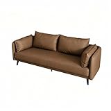 KIBONCY Ledercouch, weiches Latex, Massivholzrahmen, großes Einzelsofa, moderner tiefer Sitz for kleine Räume, Büro(F,80cm)