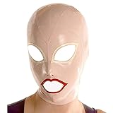 MFMYEE Bondage Latex maske,BDSM-maske Fetisch Kopfhaube Latex Cosplay Reißverschluss hinten,Offene Augen Mund Gesichtsabdeckung (pink)