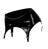 PPENGYYANHODSHIOP Latex-Strumpfband für Damen, schwarz, Latex, Gummi, Strapsgürtel mit Clips, Gürtel für Strümpfe, Schwarz , XL