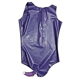 Latex-Badeanzug mit Penis-Kondom Runder Kragen Reißverschluss hinten Latex-Catsuit Gummi-Bodysuit-Trikot, Transschwarz mit Schwarz, L