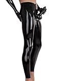 Rvlaugoaa Herren Sexy Latex Trousers Leggings Schwarze Handgefertigt Latexhose Wet Look Kautschuk Hosen (M)