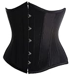 SZIVYSHI Korsett Damen Unterbrust Satin Lace Up Waist Cincher Corset Top Shaper Corsage (M, Schwarz)