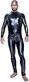 ARIASS Glänzender Leder-Catsuit, Ganzkörper-Herren-Design, sexy Latex-Overall mit engem Reißverschluss, Gummi-Clubwear-Erotikkleidung (Color : Black, Size : XX-Large)