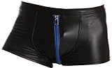 Latex ähnliche Shorts mit Reissverschluss vorn - Wetlook Shorts mit Zipper - blau L