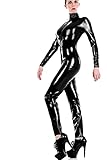 Your Fetish World Latex Catsuit mit 3 wege Reißverschluss, schwarz (schwarz, L)