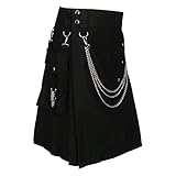 RUMAOZIA Schottischer Kilt für Herren Gladiator-Rock Retro Traditioneller Schottischer Hirsch Irischer Tartan Schwarzer Ritter Rock Gothic Cargo Faltenrock Mittelalter Kostüm