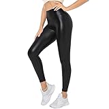 Getervb Kunstleder Leggings Damen High Waist Sexy Leder Leggings Lederoptik Push Up Strumpfhosen Lederhose Sporthose