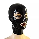 GREEFEI Latex Kapuzen Maske für Männer Frauen,Gummi Maske mit Reißverschluss auf Handgefertigt,Cosplay Maskenball Zubehör S