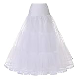 Amxleh Damen Petticoat Unterrock Lang Weiß Tüll Fluffy Crinoline Underskirt für Brautkleid Hochzeit Kleid Damen Knöchellang Lang Hochzeit Slips Krinoline Unterrock für Abschlussball Abend Brautkleid