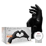 AMPri Latexhandschuhe, schwarz, 100 Stück/Box, Größe L, puderfrei, Style Latex Black: Latex Einweghandschuhe in den Größen XS, S, M, L, XL