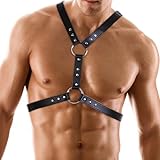 BDSMJOY Harness Männer Leder,Harness Gay Herren Fetisch Rave, Bondage Geschirre Sexy Gay Unterwäsche für Mann,BDSM Set fetiche Kleidung erotische Dessus Reizwäsche für Sex Männer (A)