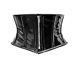 Hi-GERMANWEARS Womens Underbust Black PVC Steel Boned Body Waist Shaper with Strong Zip Closuer taillenkorsett Corsets (DE/NL/SE/PL, Alphanumerisch, XL, Regular, Regular, Black)