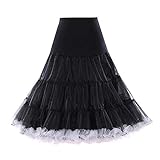 Boolavard 1950 Petticoat Reifrock Unterrock Petticoat Underskirt Crinoline für Rockabilly Kleid (S-M, Schwarz mit Weißer Verzierung)