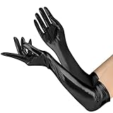 Psxuie Lange Handschuhe,Schwarze Handschuhe,Latex Handschuhe Sexy Damen,Lack Und Leder Outfit Damen,Latex Damen,Handschuhe Lang,Lack Handschuhe Lang,Erotik Handschuhe,Halloween Handschuhe