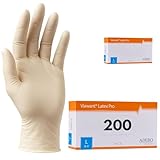 Latexhandschuhe 200 Stück | L | Puderfreie Latex Handschuhe Weiß | Texturiert, reißfest & elastisch | Untersuchungshandschuhe Einweg für Pflege & Kosmetik | Gr. XS, S, M, L, XL